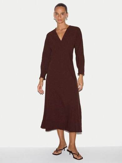 Jigsaw V-Neck Godet Dress, Brown