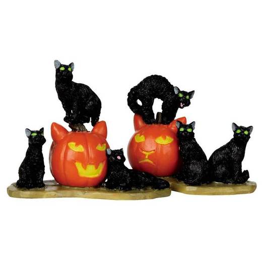 Lemax Spooky Town Halloween Cats, Set of 2