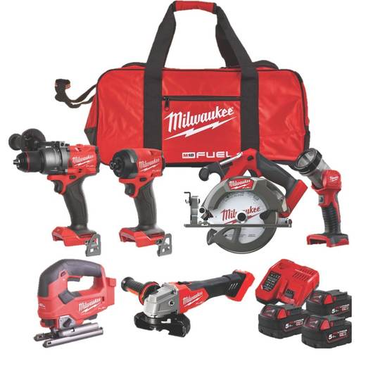 Milwaukee M18FPP6M3-503B FUEL 18V 3 x 5.0Ah Li-Ion RedLithium Brushless Cordless 6-Piece Power Tool Kit