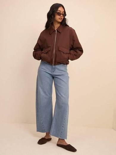 Nobody's Child Relaxed Bomber Jacket, Brown