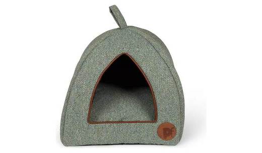Petface Sage Herringbone Igloo Cat Bed-Medium