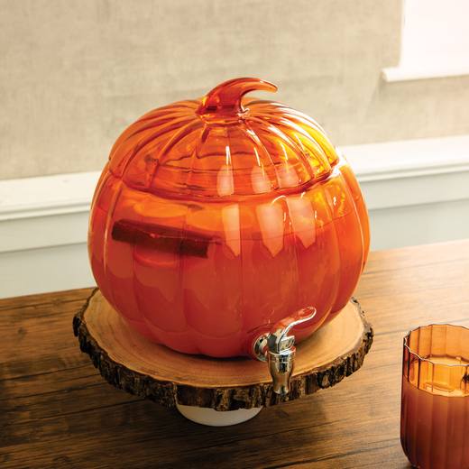 Pumpkin Glass Drink Dispenser - Orange
