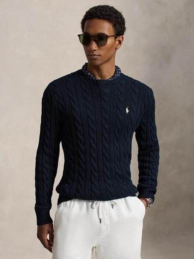 Ralph Lauren Cotton Cable Knit Jumper, Hunter Navy