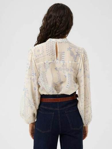 Saint Tropez Sebastianasz Paisley High Neck Blouse, White/Blue