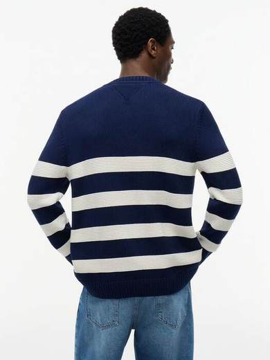 Tommy Hilfiger Breton Stripe Cotton Jumper, Blue/White