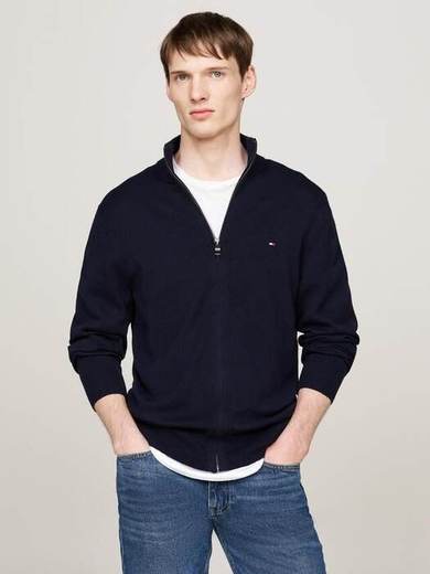 Tommy Hilfiger Cashmere Blend Zip Through Jumper, Nos Desert Sky