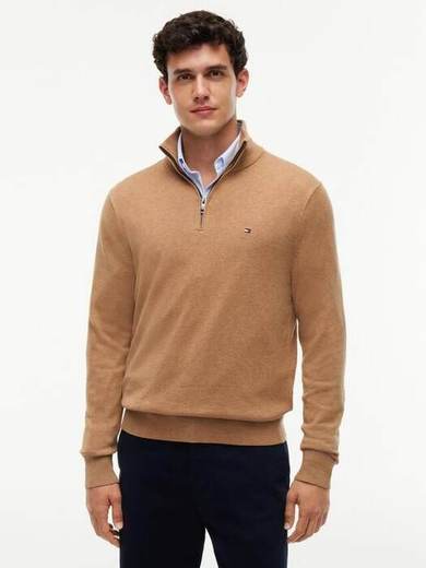 Tommy Hilfiger Cotton Blend with Cashmere Jumper, Brown Tan
