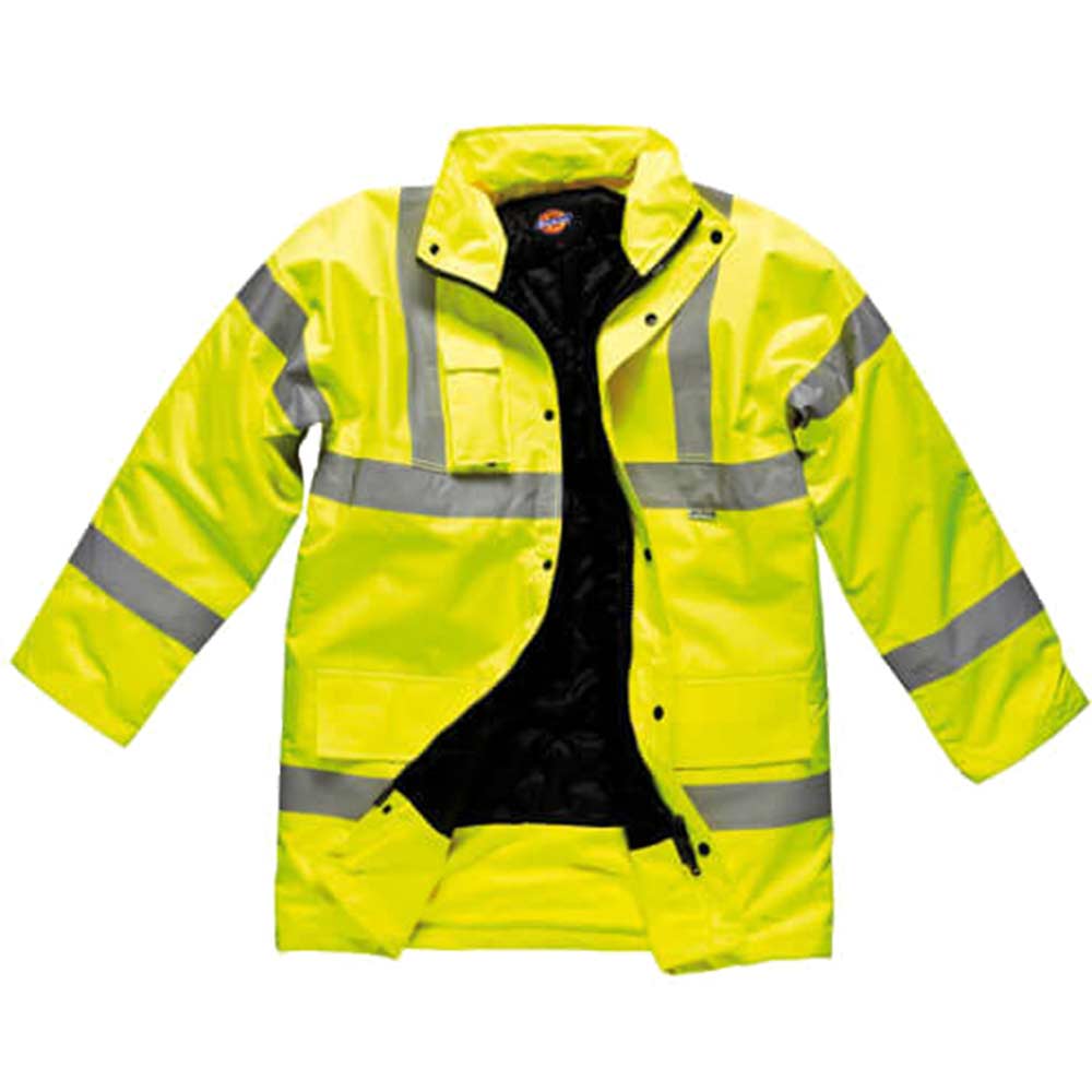 Dickies Mens Hi Vis Motorway Safety Jacket - Yellow, 2XL