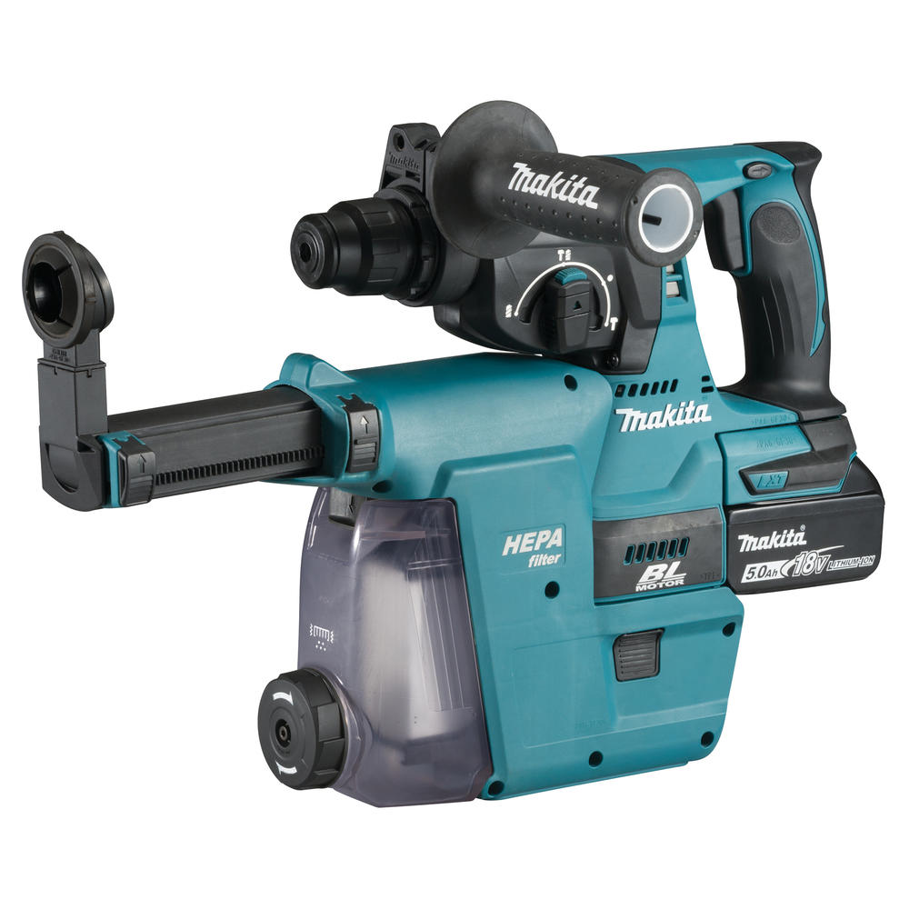 Makita DHR242 18v LXT Cordless SDS Plus Drill and DX06 Dust Attachment
