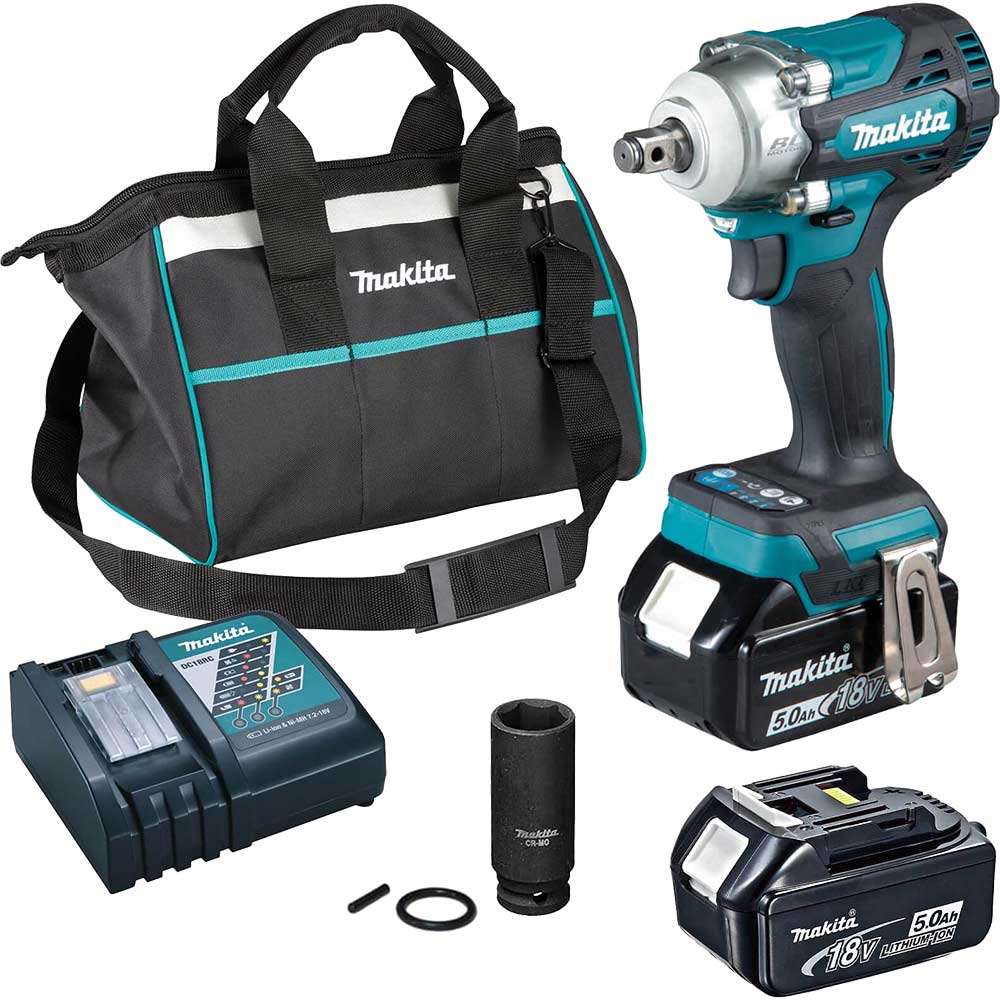 Makita DTW300TX2 18v LXT Cordless 1/2" Drive Impact Wrench Scaffolders Kit