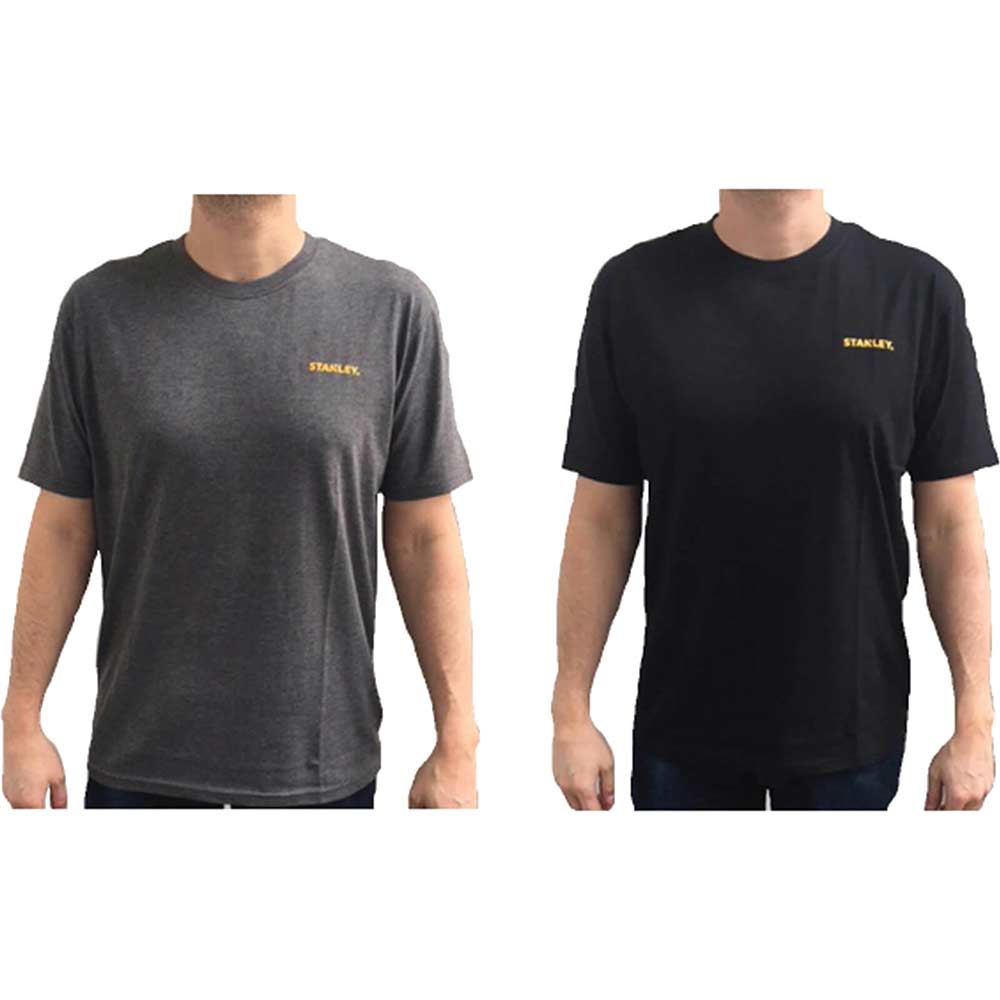 Stanley Mens T Shirt Twin Pack of 2 - Grey / Black, L