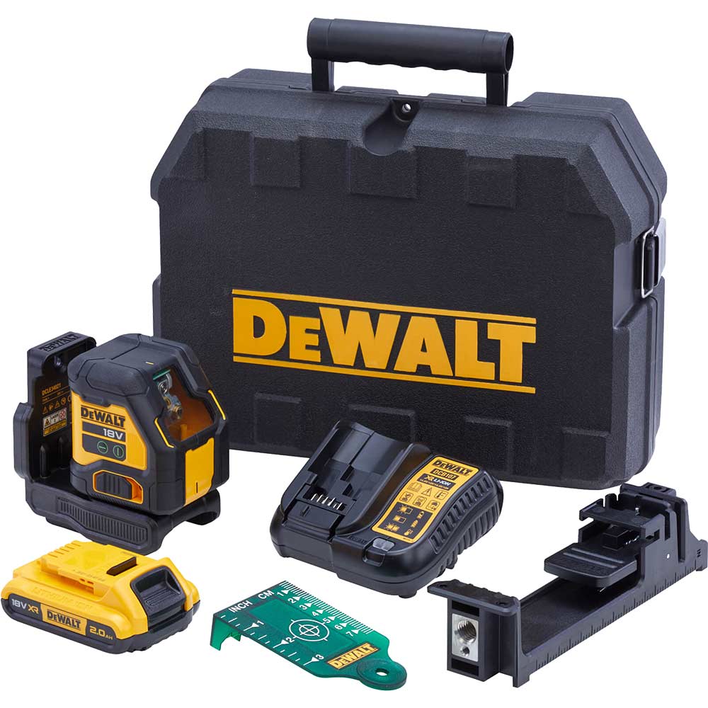 DeWalt DCLE34021 18v XR Cordless Cross Line Self Levelling Green Laser Level