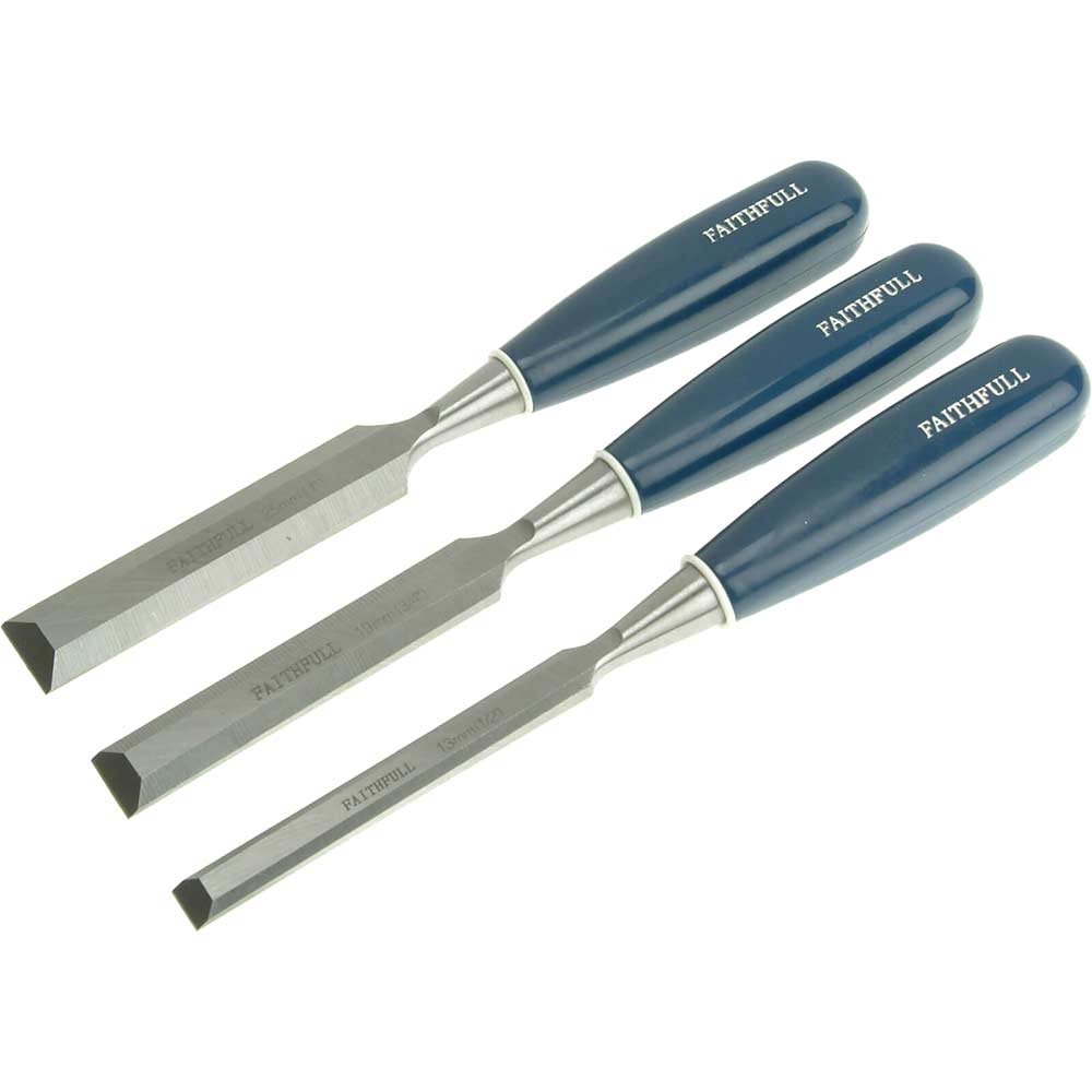 Faithfull 3 Piece Bevel Edge Wood Chisel Set