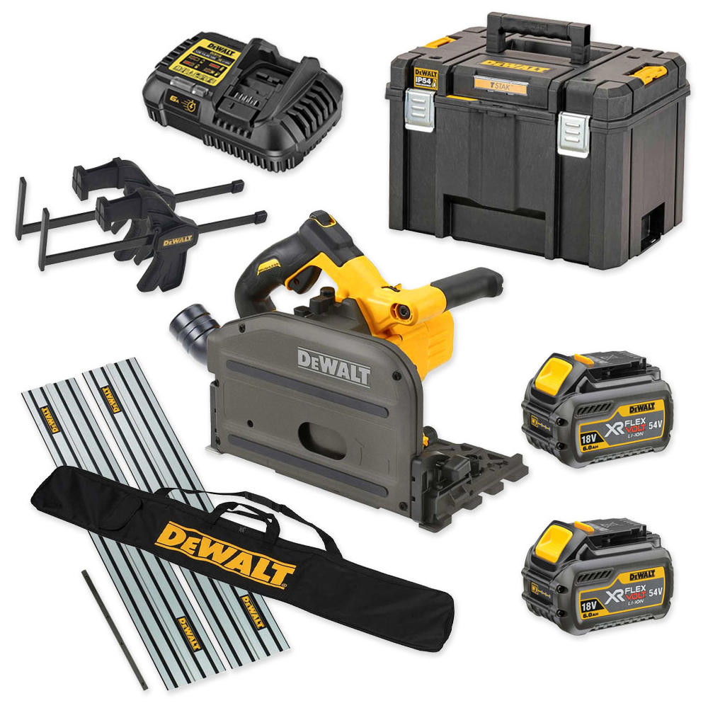 DeWalt DCS520 54v XR Cordless FlexVolt Plunge Saw and Guide Rails Kit