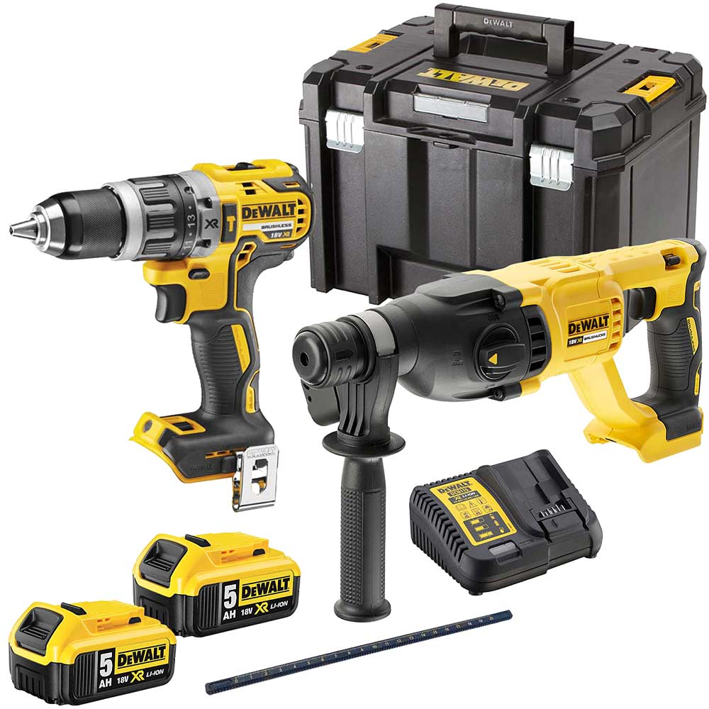 DeWalt DCK2071 18v XR Cordless Brushless SDS Plus and Combi Drill Kit
