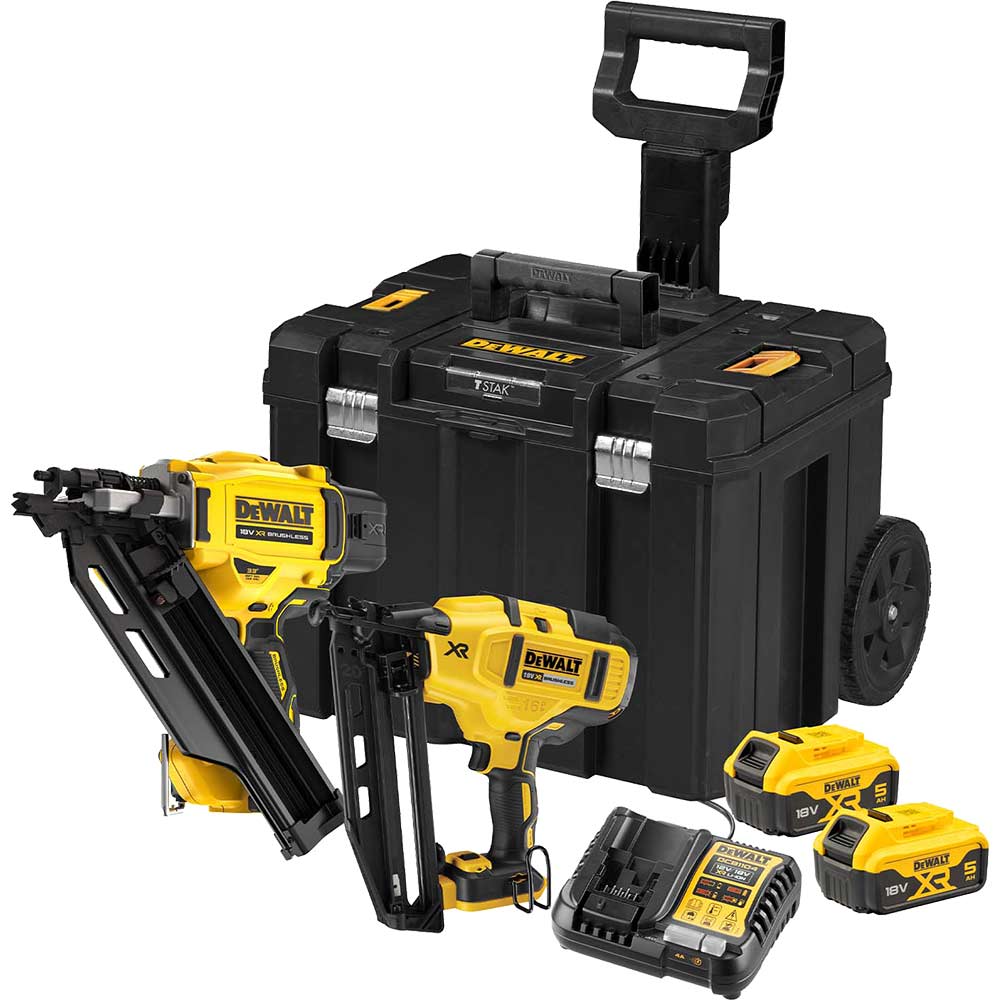 DeWalt DCK246P2T 18v XR Cordless Brushless Nail Gun Twin Pack