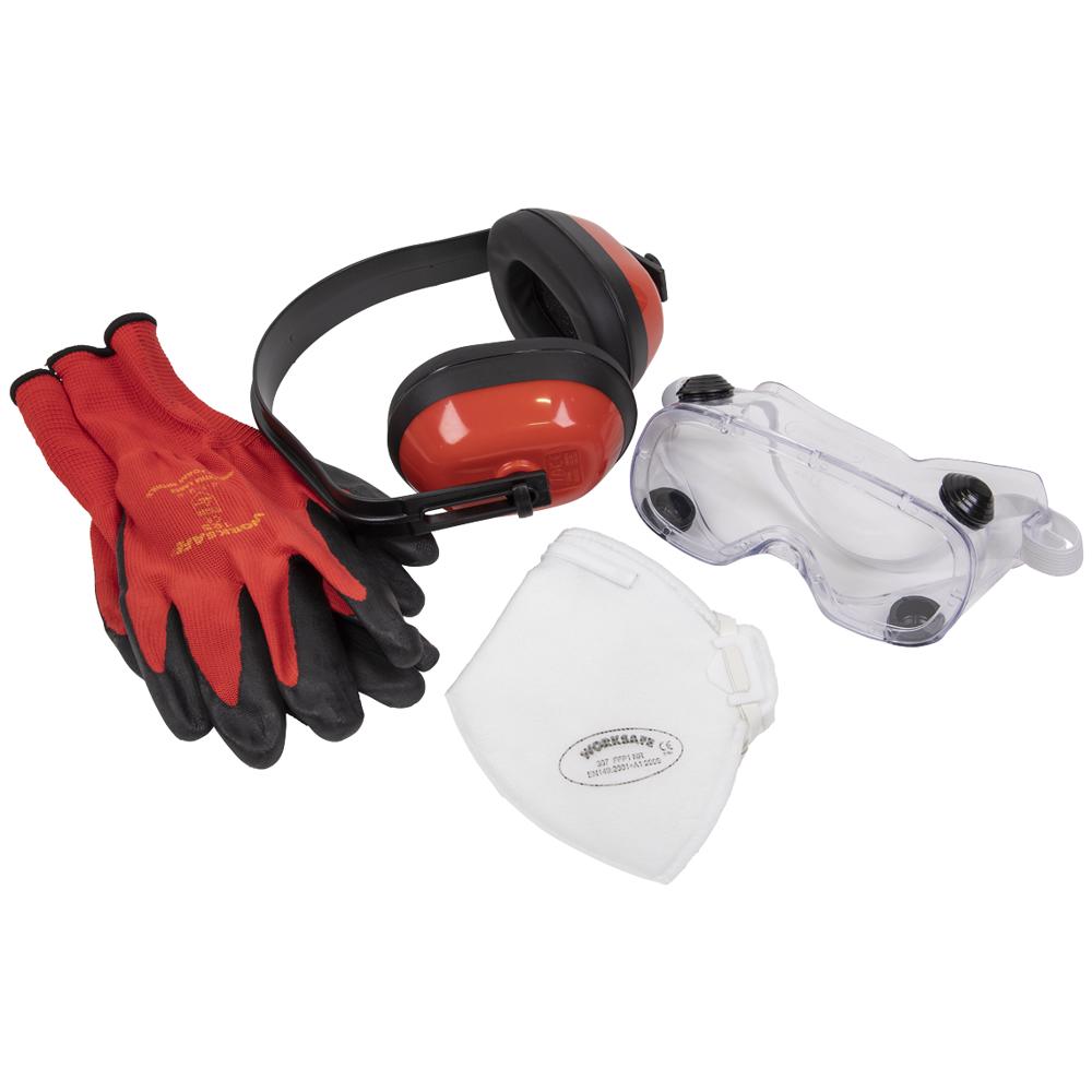 Sealey Flexi Grip Gloves, FFP1 Mask, Goggles and Ear Defenders