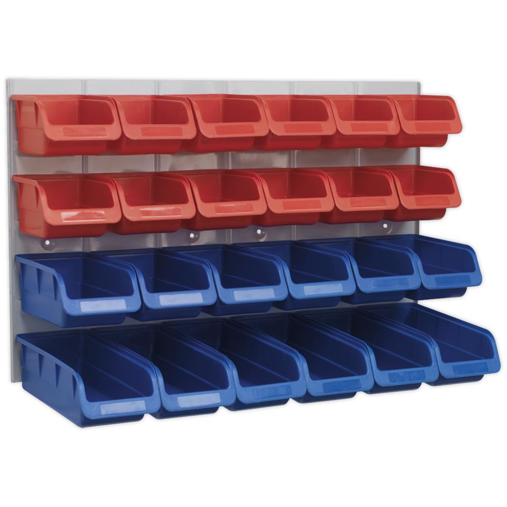 Sealey 24 Piece Plastic Storage Bin Set and Panel Combination
