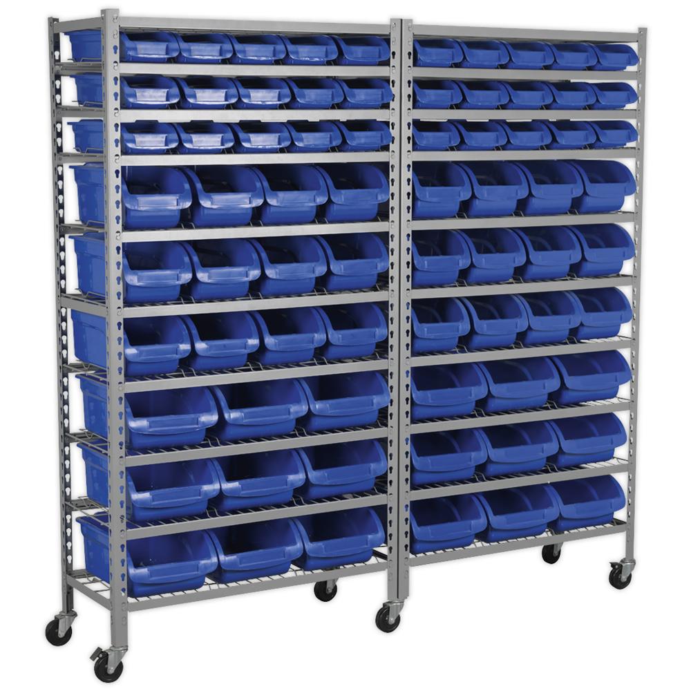 Sealey 72 Piece Mobile Bin Storage Rack