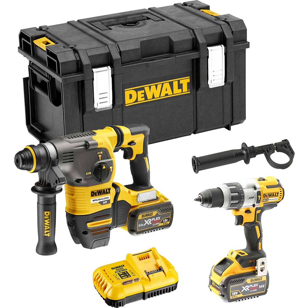 DeWalt DCK2033X2 54v XR Cordless Brushless FLEXVOLT SDS Hammer and Combi Drill Kit