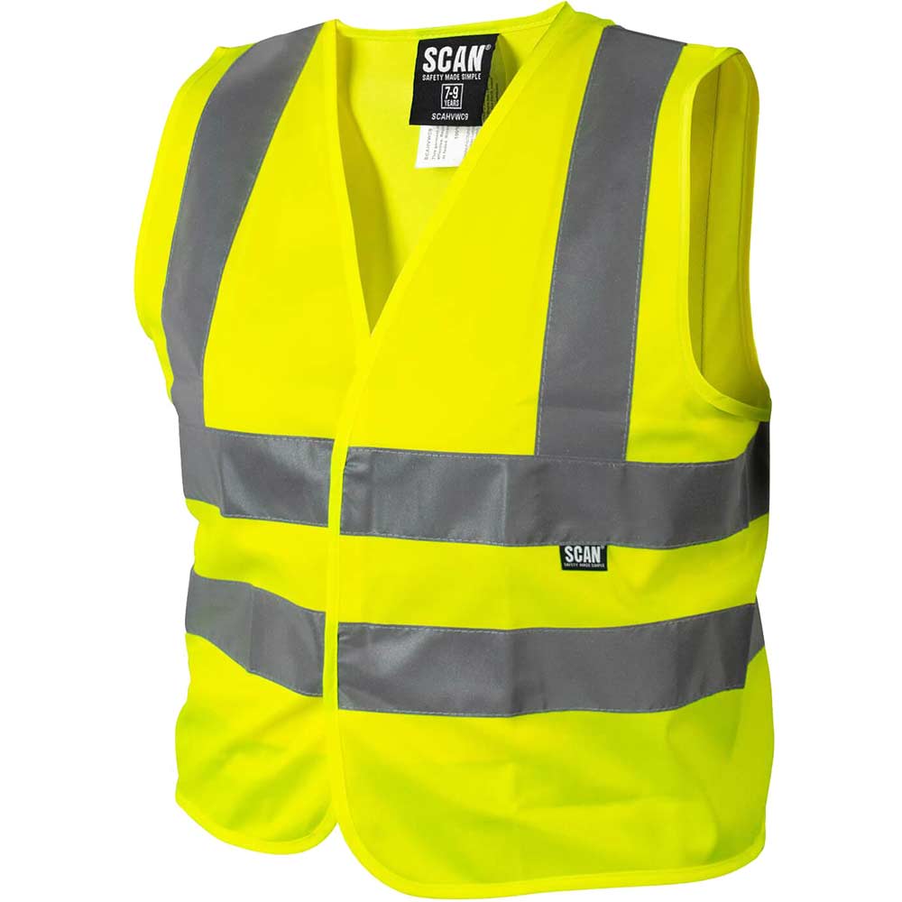 Scan Childrens Hi Vis Waistcoat - Yellow, 10 - 13