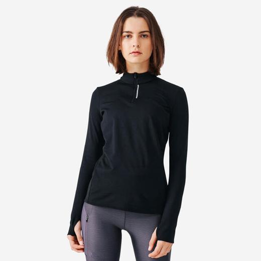 Women's Running T-Shirt Black With Long Sleeves