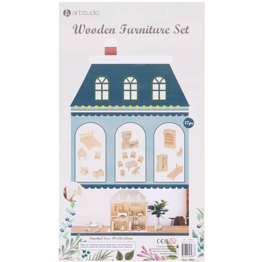 Wooden Dollhouse Furniture Set - Natural