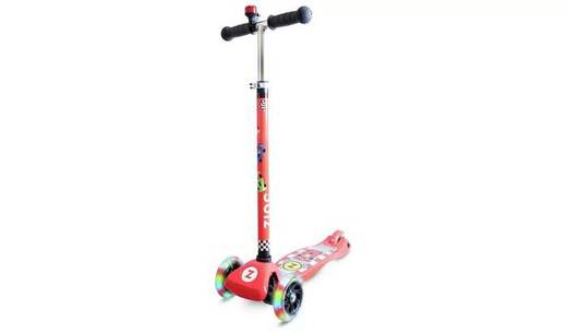 Zinc Light Up Racecar 3 Wheel Scooter - Red