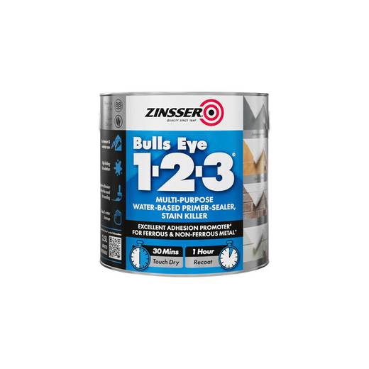 Zinsser Bulls Eye 123 Primer Sealer Paint White 2.5L